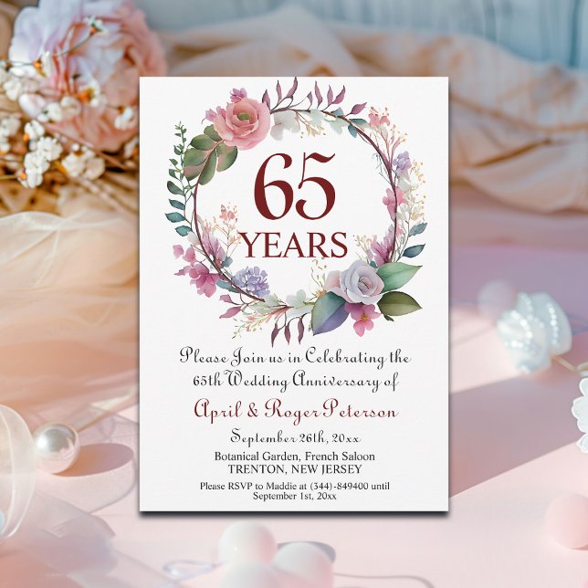 65th Blue Sapphire Wedding Anniversary  Invitation (Creator Uploaded)