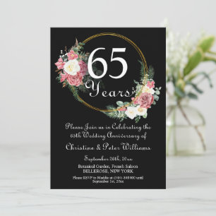 65th Blue Sapphire Wedding Anniversary Roses Invitation