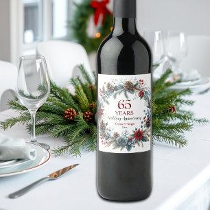 65th Blue Sapphire Wedding Anniversary Winter Wine Label