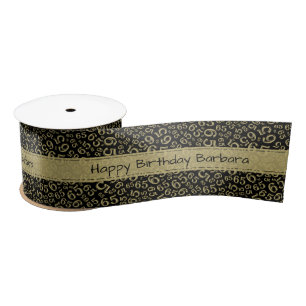 65th Happy Birthday 65 Number Pattern Black/Gold Satin Ribbon