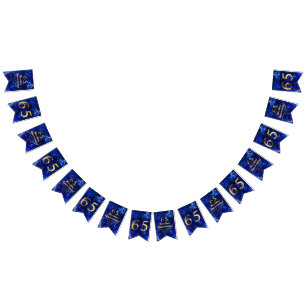 65th Sapphire Wedding Anniversary Gold Typography Bunting Flags