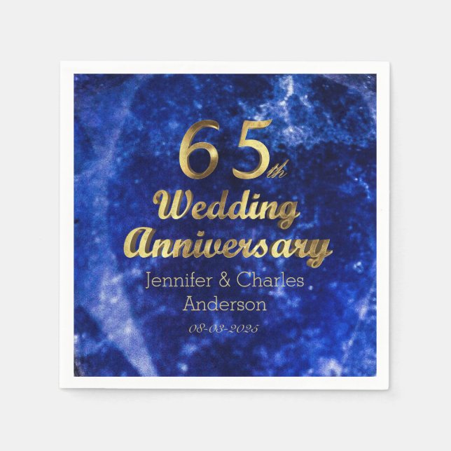 65th Sapphire Wedding Anniversary Gold Typography Napkin (Front)