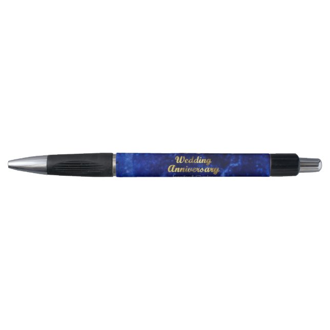 65th Sapphire Wedding Anniversary Gold Typography Pen (Front)