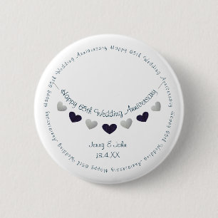65th sapphire wedding anniversary husband wife 2 inch round button