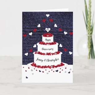 65th wedding anniversary bunting & cake holiday card