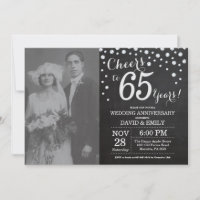 65th Wedding Anniversary Chalkboard Black Silver