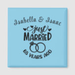 65th Wedding Anniversary Custom Names Sky Blue Magnet<br><div class="desc">Commemorate your sixty-fifth wedding anniversary with this sky blue background,  custom magnet. Personalize the names in black text to your own or the couple celebrating this milestone. Great idea for a party favour too!</div>