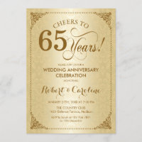 65th Wedding Anniversary - Gold Damask