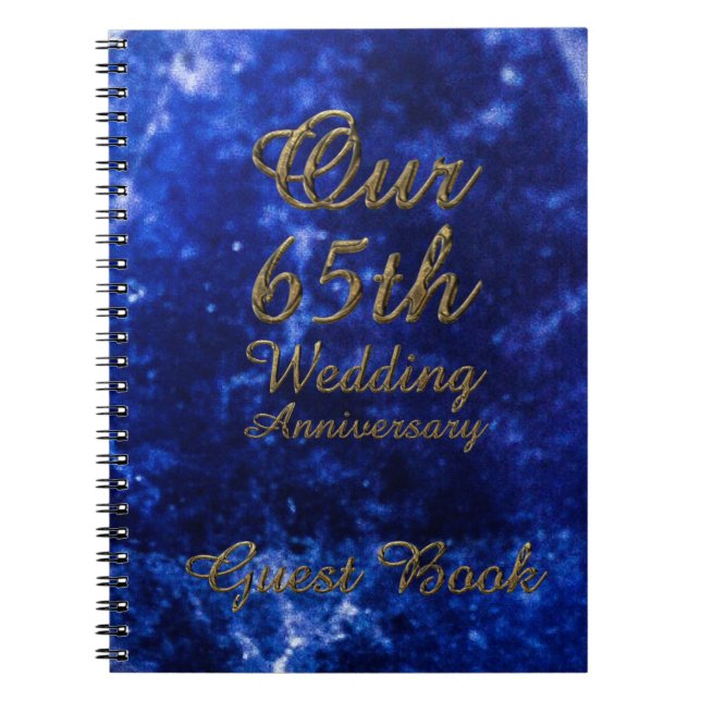 65th Wedding Anniversary Guest Book Blue Sapphire (Front)