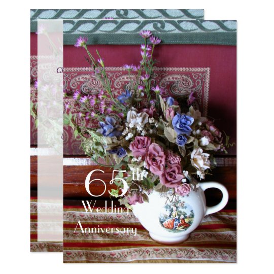 65th Wedding Anniversary Invitation Vintage Teapot