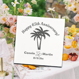 65th Wedding Anniversary Palm Trees Napkin