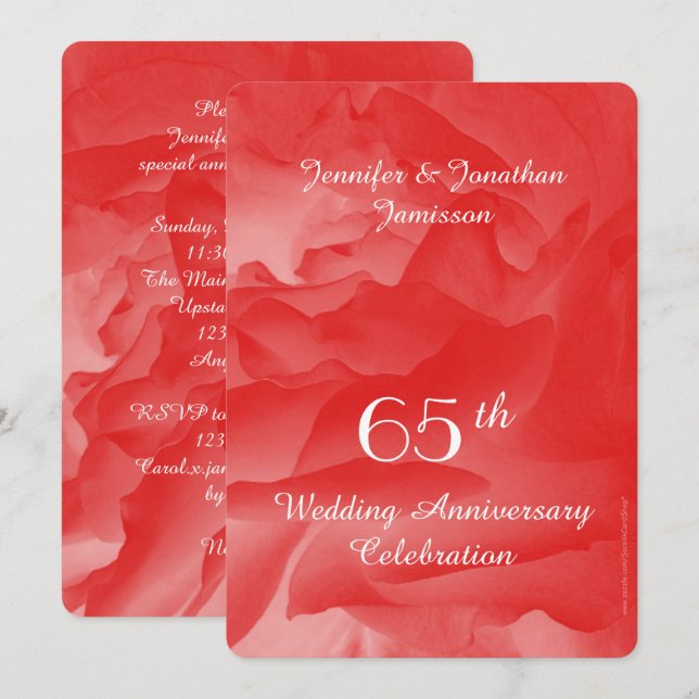 65th Wedding Anniversary Party Invitation, Rose Invitation (Front/Back)