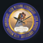65th Wedding Anniversary Photo Keepsake Large Clock<br><div class="desc">The Sixty-Fifth Wedding Anniversary is a milestone in any relationship that deserves to be celebrated and what better way than with a keepsake, featuring the words "65th Wedding Anniversary" in the round and space in centre for you to personalize with your photo, names and wedding and anniversary dates. Created by...</div>