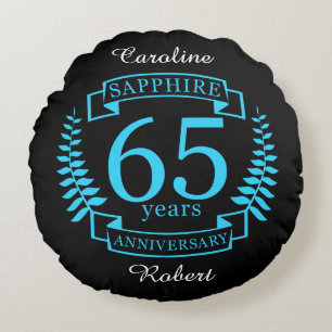 65th Wedding ANNIVERSARY SAPPHIRE Round Pillow