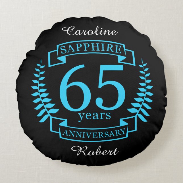65th Wedding ANNIVERSARY SAPPHIRE Round Pillow (Front)