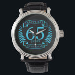65th Wedding ANNIVERSARY SAPPHIRE Watch<br><div class="desc">A design to celebrate your SIXTY FIFTH year of marriage. SAPPHIRE is the traditional gift for this occasion. The text reads SAPPHIRE 65 year anniversary. A romantic design to celebrate your 65th year of marriage. If you would like any help customizing this design please contact me, there is an ask...</div>