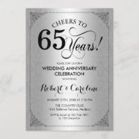 65th Wedding Anniversary - Silver Black Damask