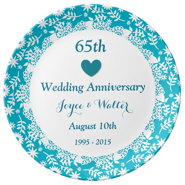 65th Wedding Anniversary Sky Blue A01 Plate (Front)