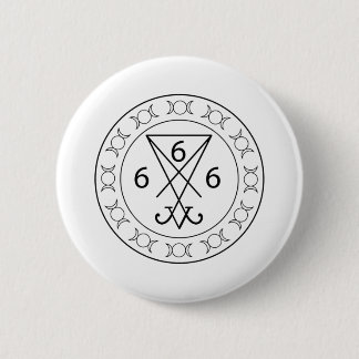 666 Lucifers sigil Black 2 Inch Round Button