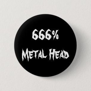 666%Metal Head 2 Inch Round Button