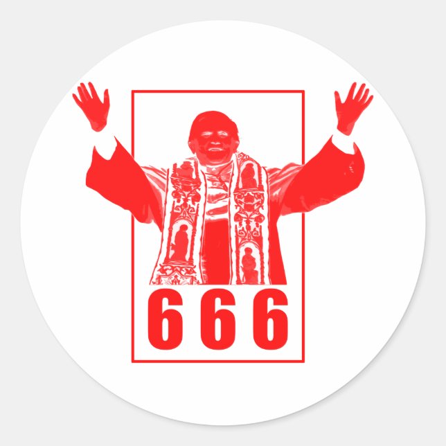 666 Pope Classic Round Sticker (Front)