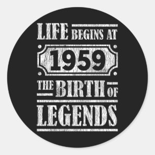 66 Year Old 1959 Birth Of Legend 66th Birthday Classic Round Sticker