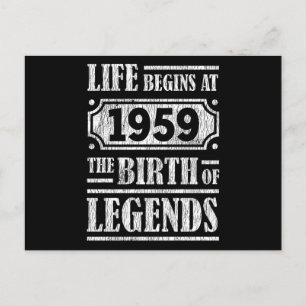 66 Year Old 1959 Birth Of Legend 66th Birthday Postcard