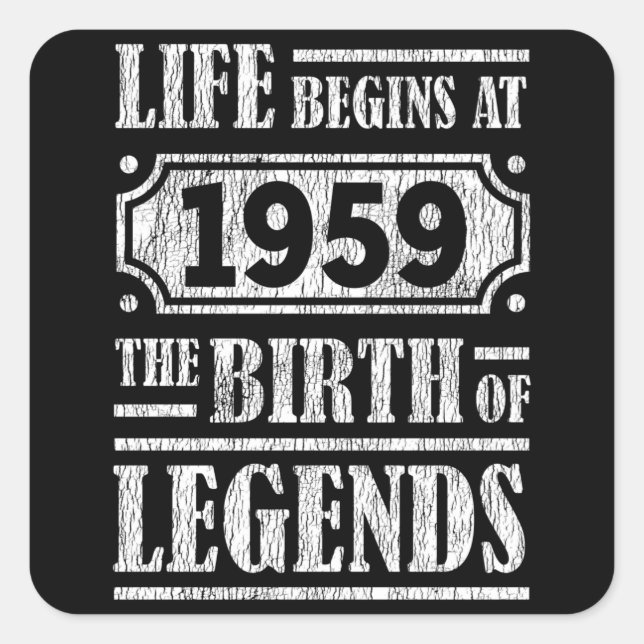 66 Year Old 1959 Birth Of Legend 66th Birthday Square Sticker (Front)