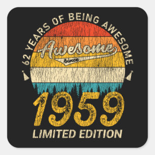 66 Year Old 1959 Retro Awesome 66th Birthday Gift Square Sticker