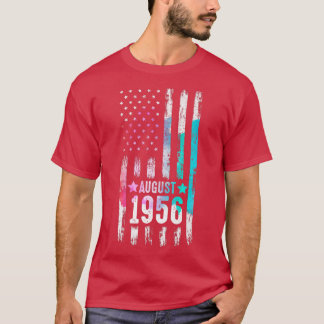 66 Year Old, August 1956 American Flag 66th Birthd T-Shirt