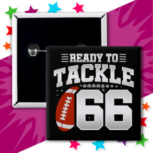 66 Year Old Tackle Football Party 66th Birthday 2 Inch Square Button