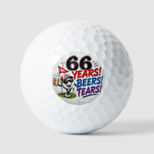 66 Years, Beers & Tears – Funny Golf Birthday Balls