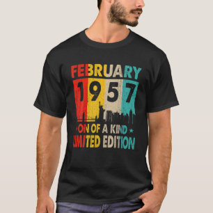 66 Years Old Vintage February 1957 Birthday Men Wo T-Shirt