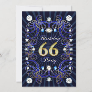 66e anniversaire invitation de fête avec des masse