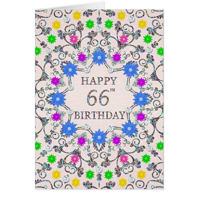66th Birthday Abstract Flowers  (Front)
