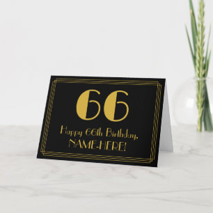 66th Birthday: Art Deco Inspired Look "66" + Name Card