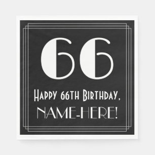 66th Birthday ~ Art Deco Inspired Look "66", Name Napkin