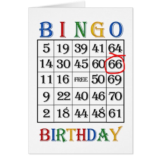 66th Birthday Bingo card