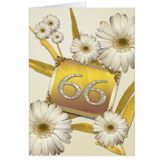 66th Birthday card with daisies. (Front)