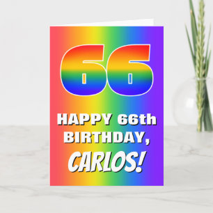 66th Birthday: Colourful, Fun Rainbow Pattern # 66 Card