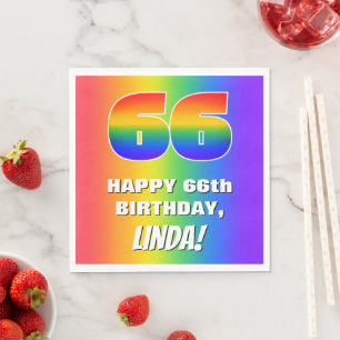 66th Birthday: Colourful, Fun Rainbow Pattern # 66 Napkin