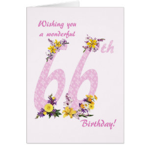 66th Birthday Flower Decorated Numbers