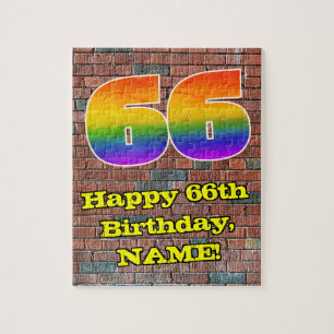 66th Birthday: Fun Graffiti-Inspired Rainbow 66 Jigsaw Puzzle