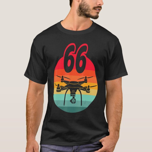 66th Birthday I Retro Remote Control Drones With C T-Shirt (Front)