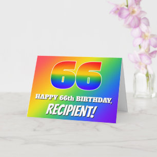 66th Birthday: Multicolored Rainbow Pattern # 66 Card