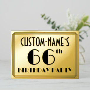 66th Birthday Party — Art Deco Look “66” + Name