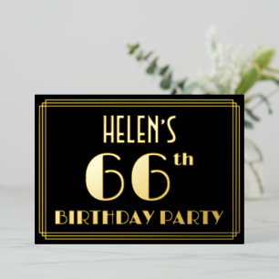 66th Birthday Party: Art Deco Look “66”, w/ Name