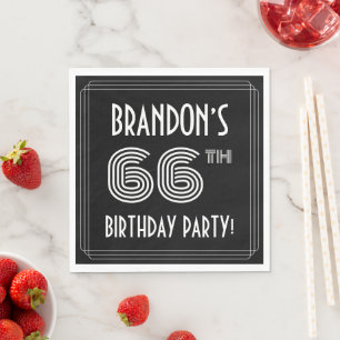 66th Birthday Party: Art Deco Style + Custom Name Napkin