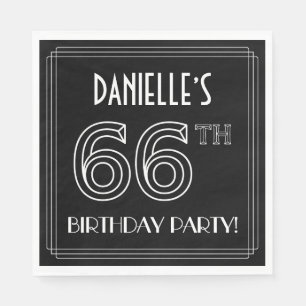 66th Birthday Party: Art Deco Style + Custom Name Napkin