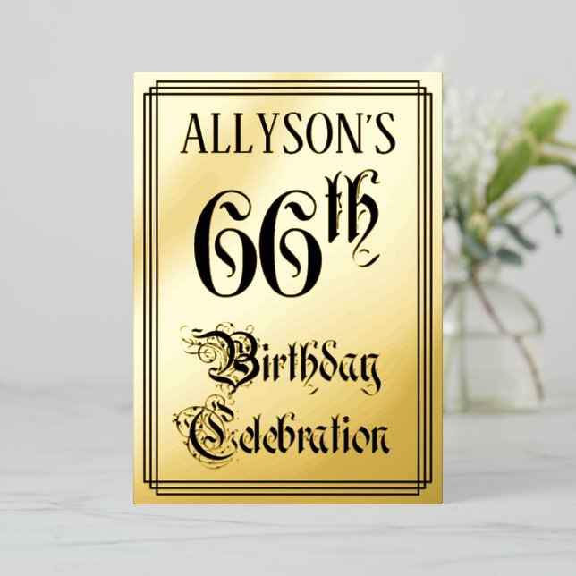 66th Birthday Party — Elegant Script + Custom Name (Standing Front)